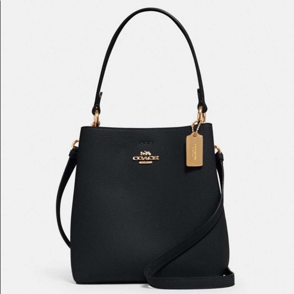 Coach Black Leather Bucket Bag